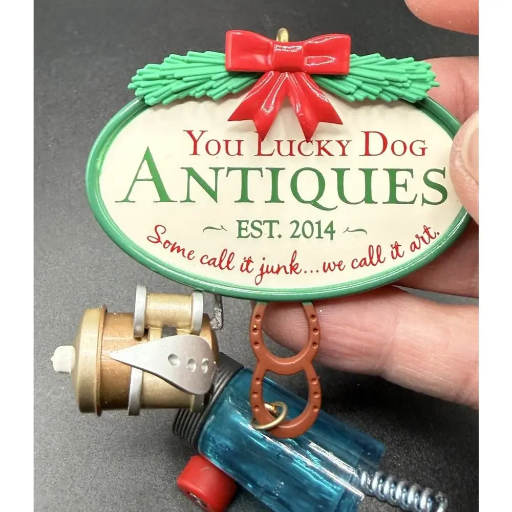 Hallmark YOU LUCKY Dog ANTIQUES Mason Jar Ornament Steampunk No Box Lo16